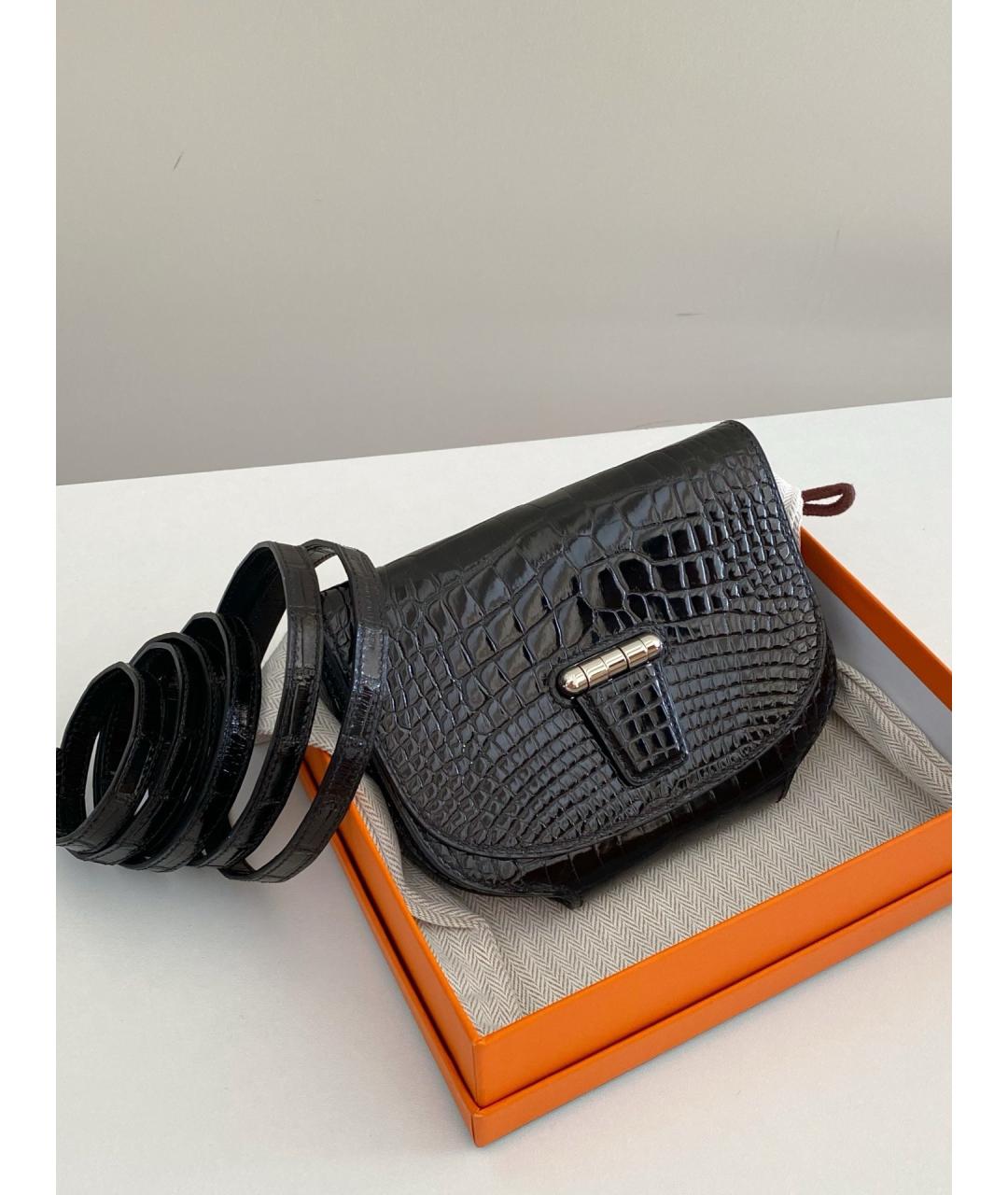 HERMES Черная кожаная сумка через плечо, фото 7