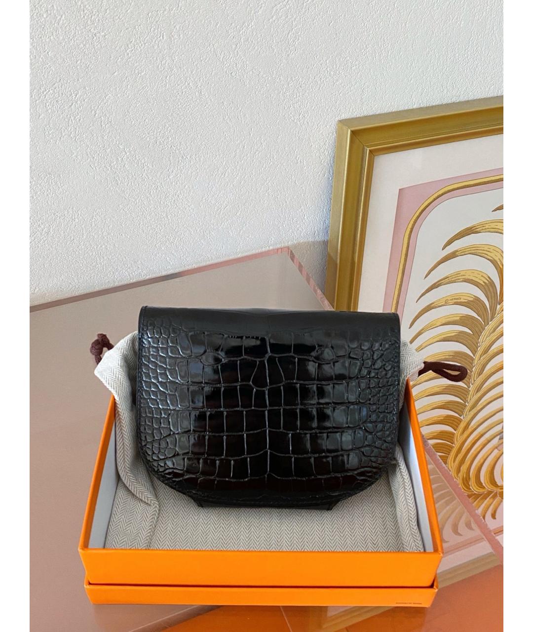 HERMES Черная кожаная сумка через плечо, фото 3