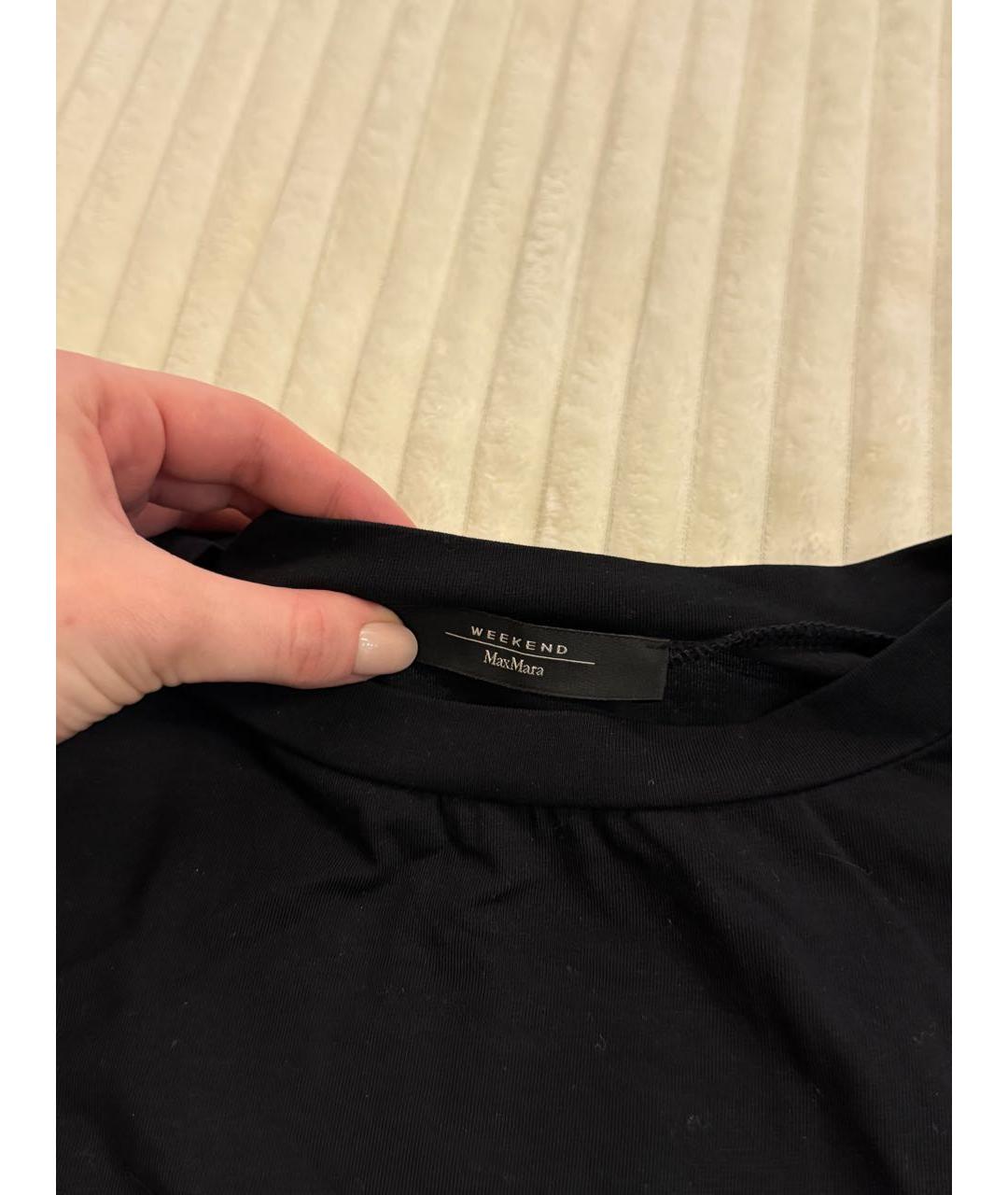 WEEKEND MAX MARA Черная хлопковая футболка, фото 3