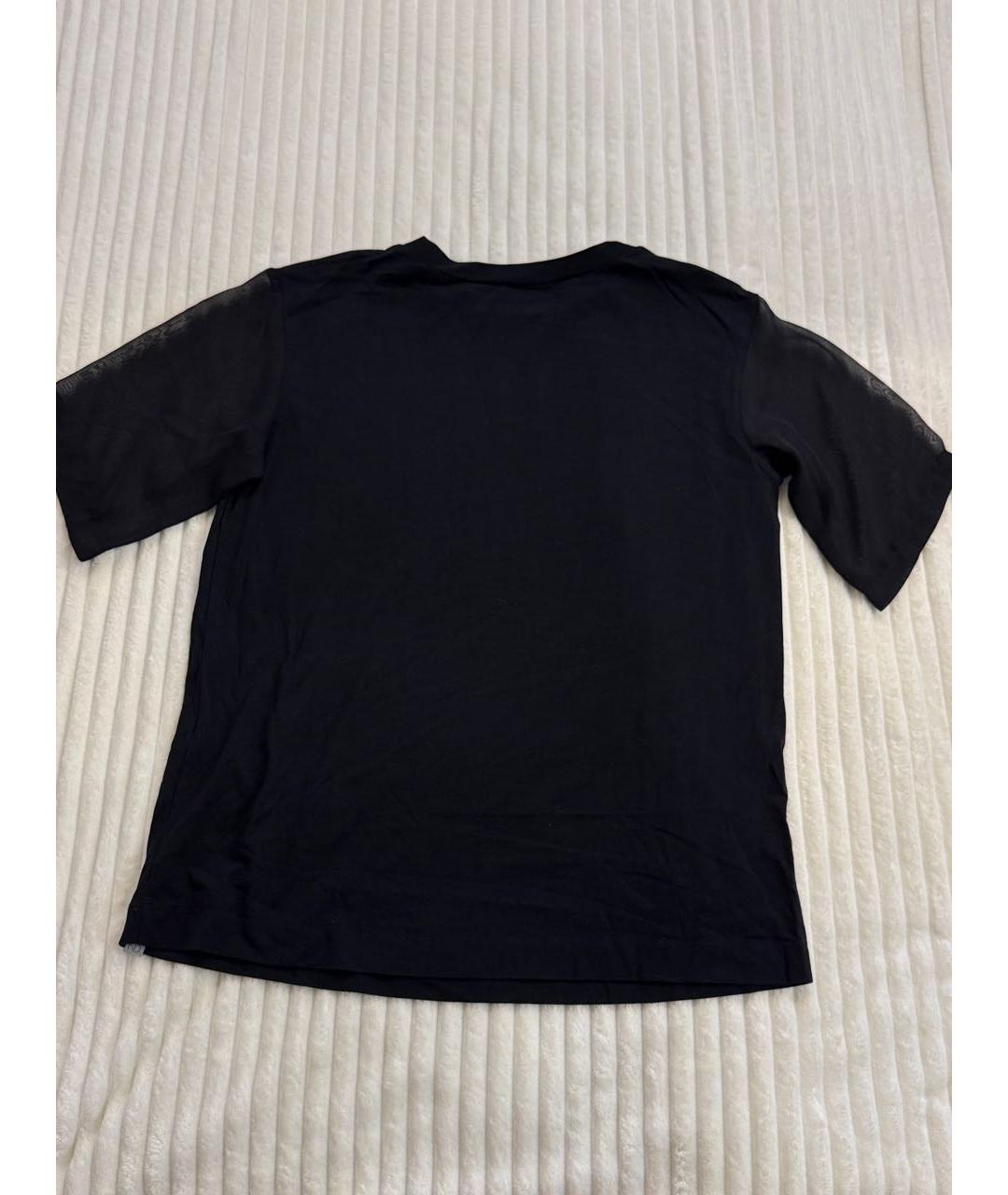 WEEKEND MAX MARA Черная хлопковая футболка, фото 4