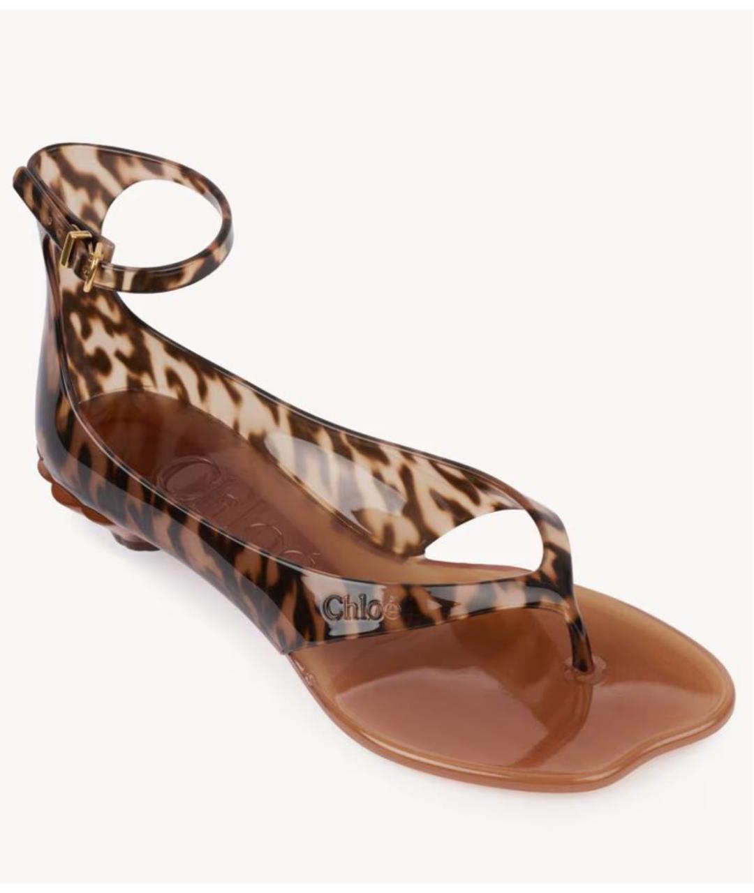 CHLOE Коричневые резиновые босоножки, фото 4