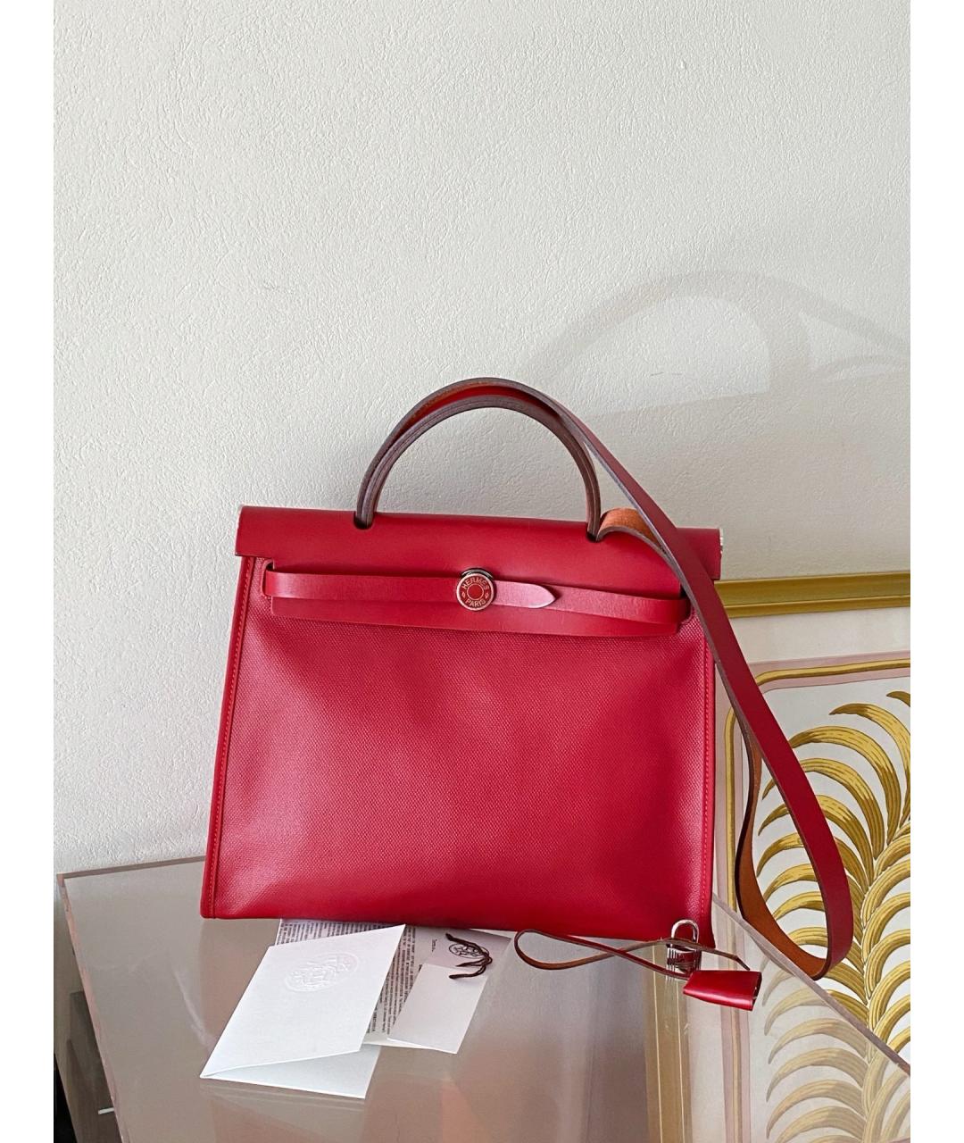 HERMES Красная тканевая сумка через плечо, фото 8