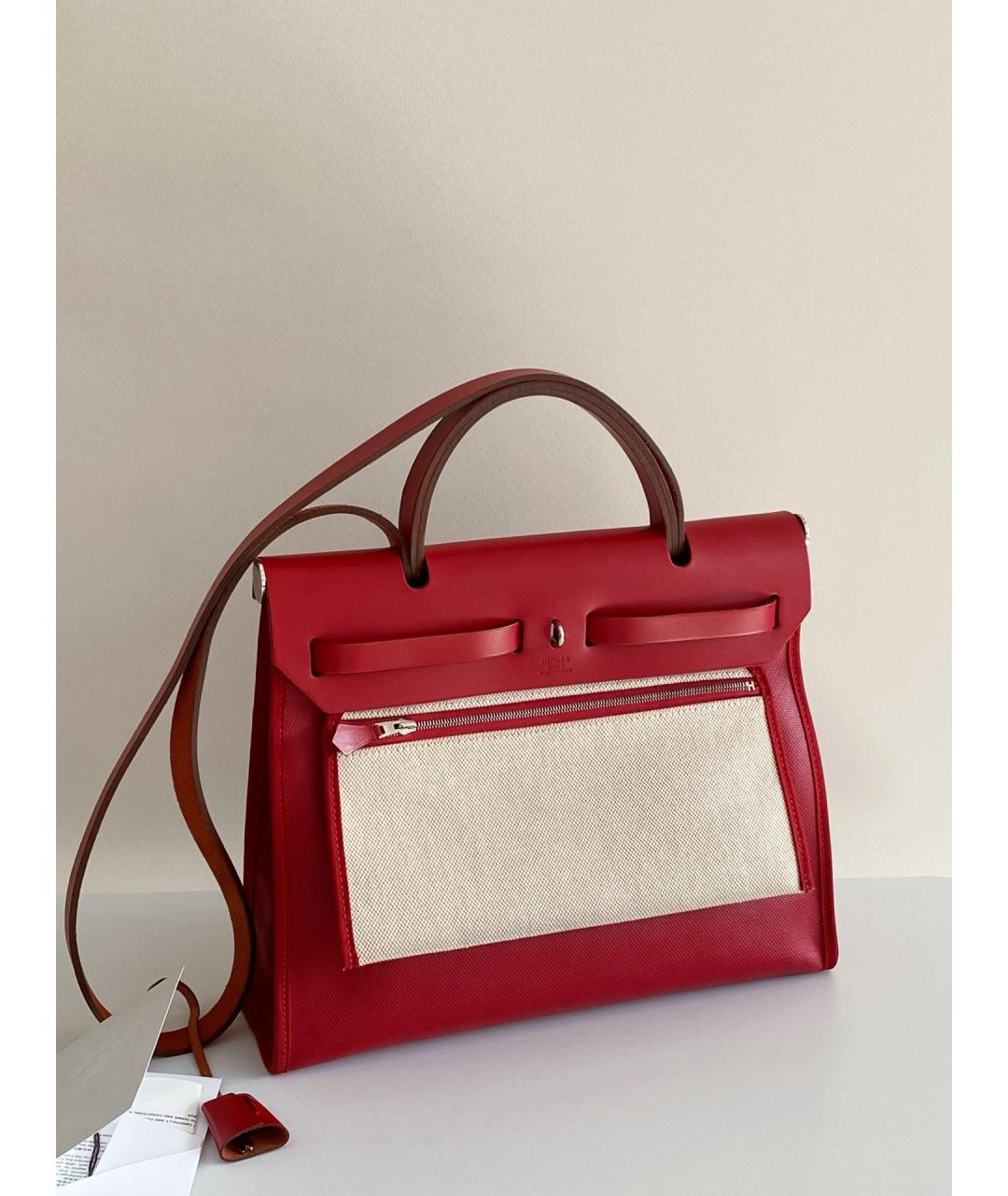 HERMES Красная тканевая сумка через плечо, фото 6