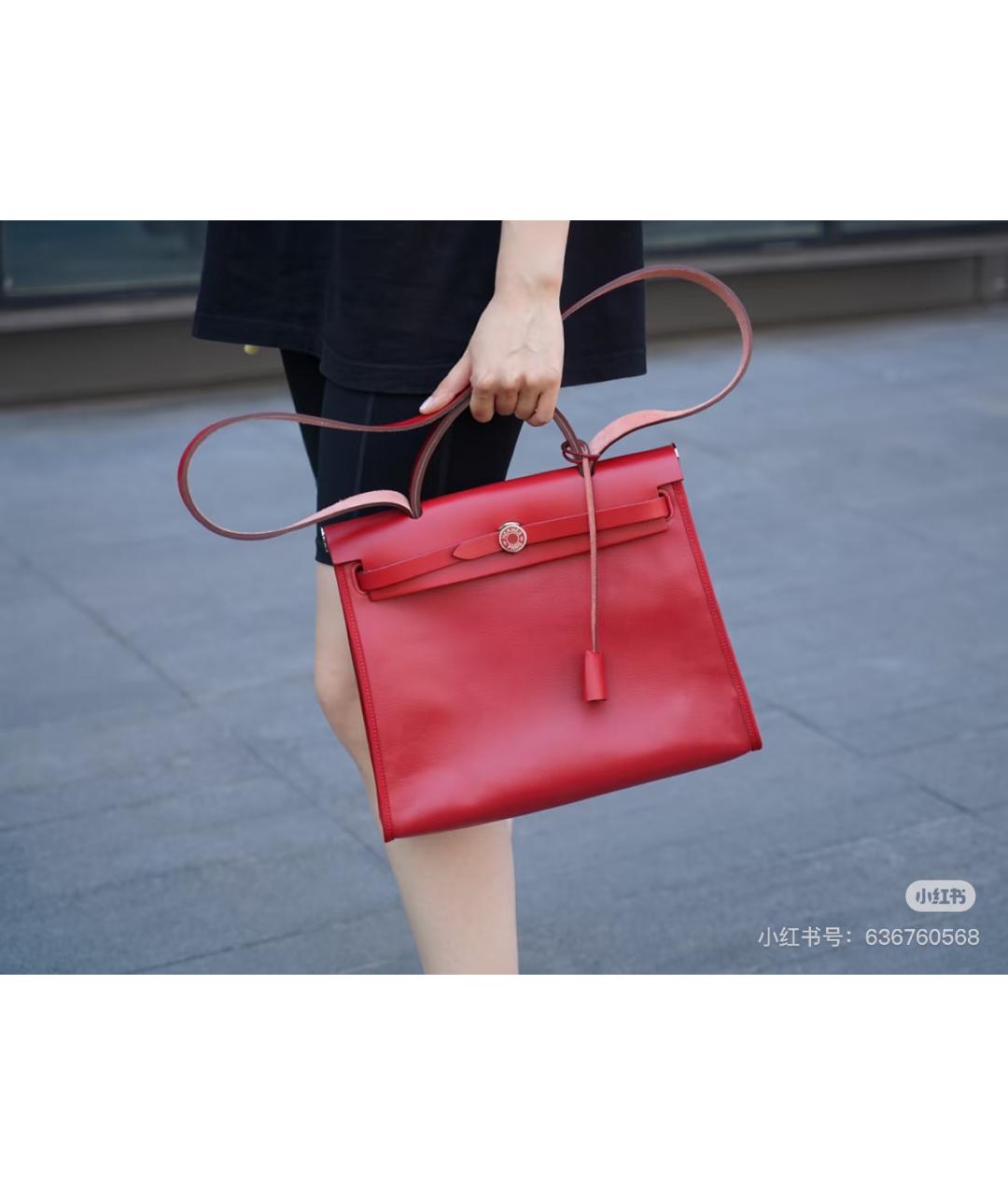 HERMES Красная тканевая сумка через плечо, фото 7