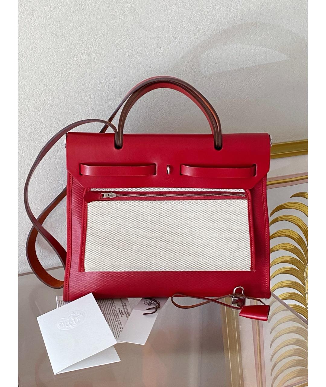HERMES Красная тканевая сумка через плечо, фото 2