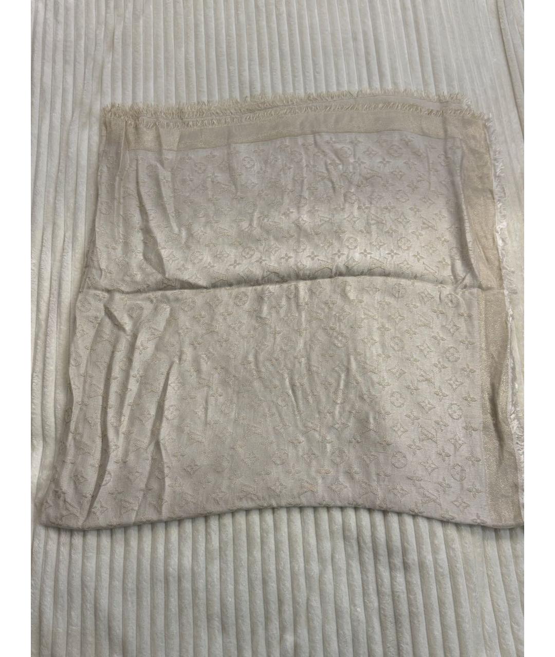 LOUIS VUITTON Бежевый шерстяной платок, фото 3