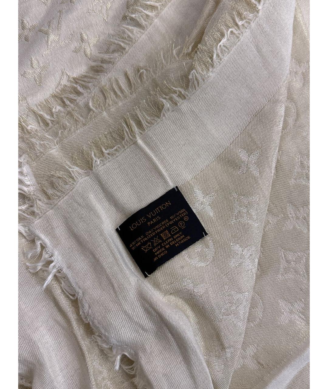 LOUIS VUITTON Бежевый шерстяной платок, фото 2