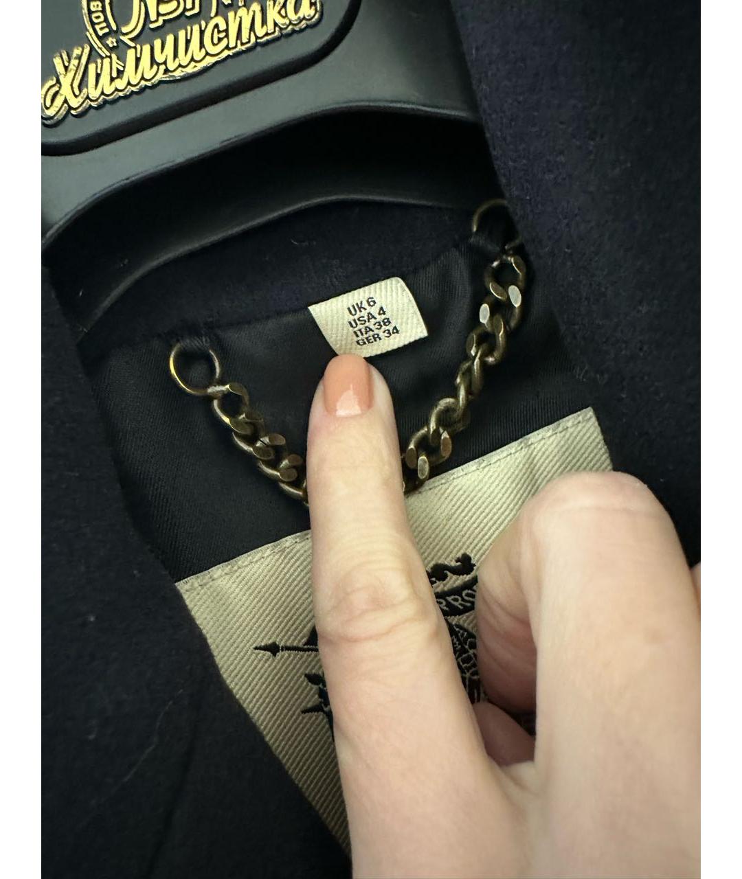 BURBERRY Темно-синее шерстяное пальто, фото 5