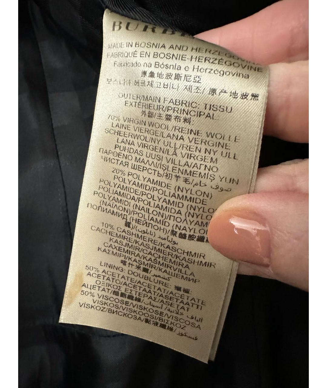 BURBERRY Темно-синее шерстяное пальто, фото 7