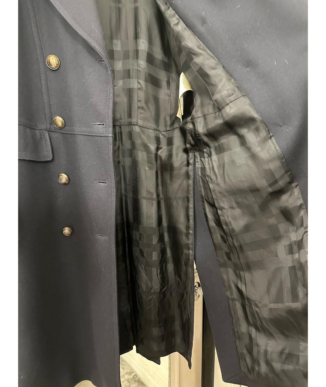 BURBERRY Темно-синее шерстяное пальто, фото 6