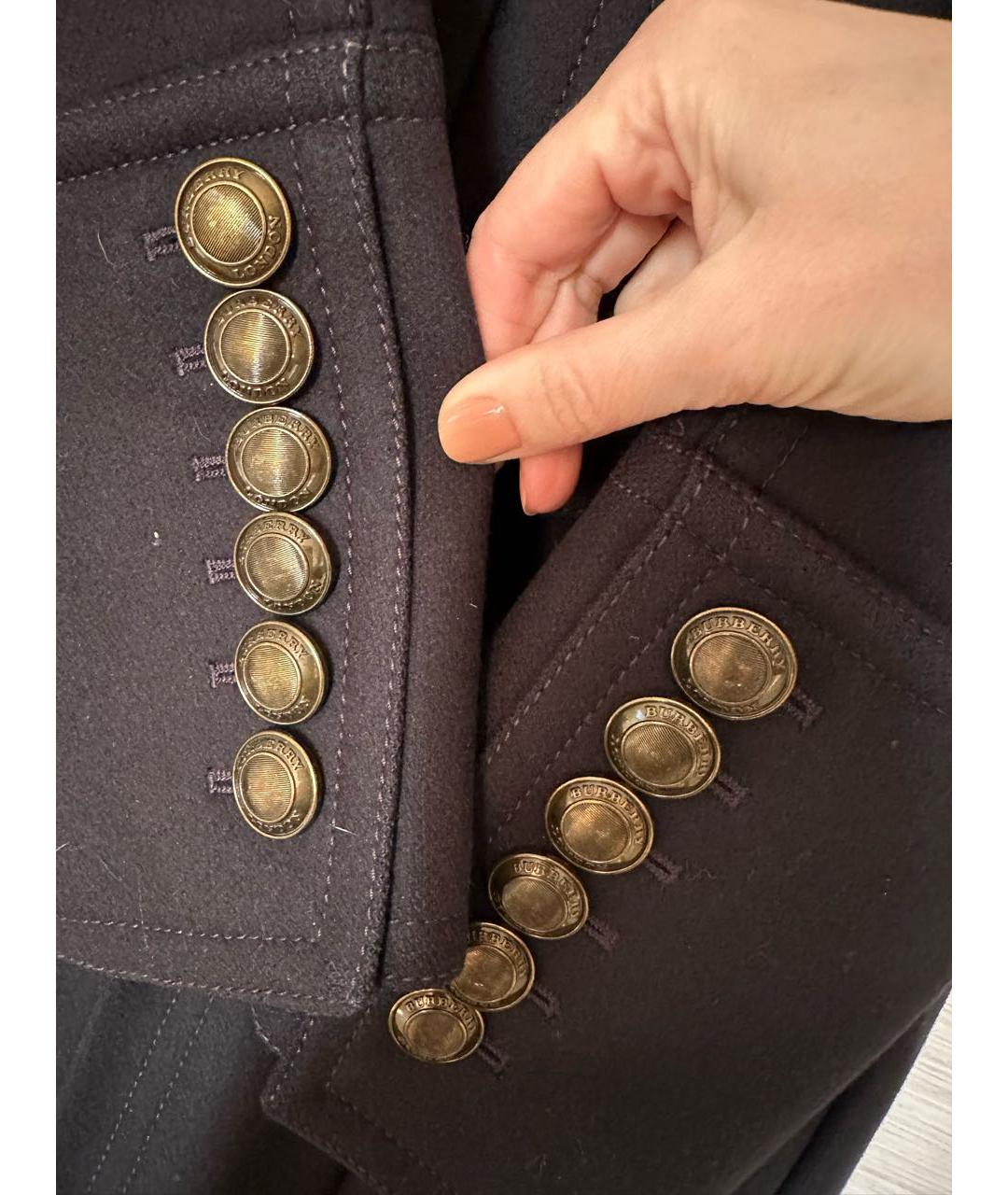 BURBERRY Темно-синее шерстяное пальто, фото 4