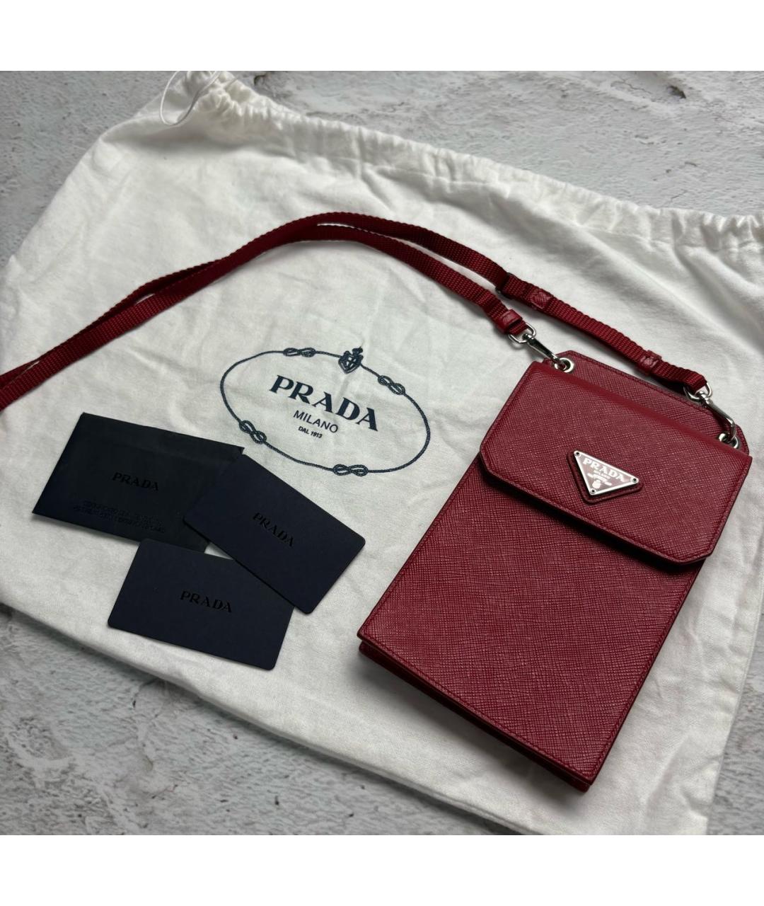 PRADA Красная кожаная сумка через плечо, фото 3