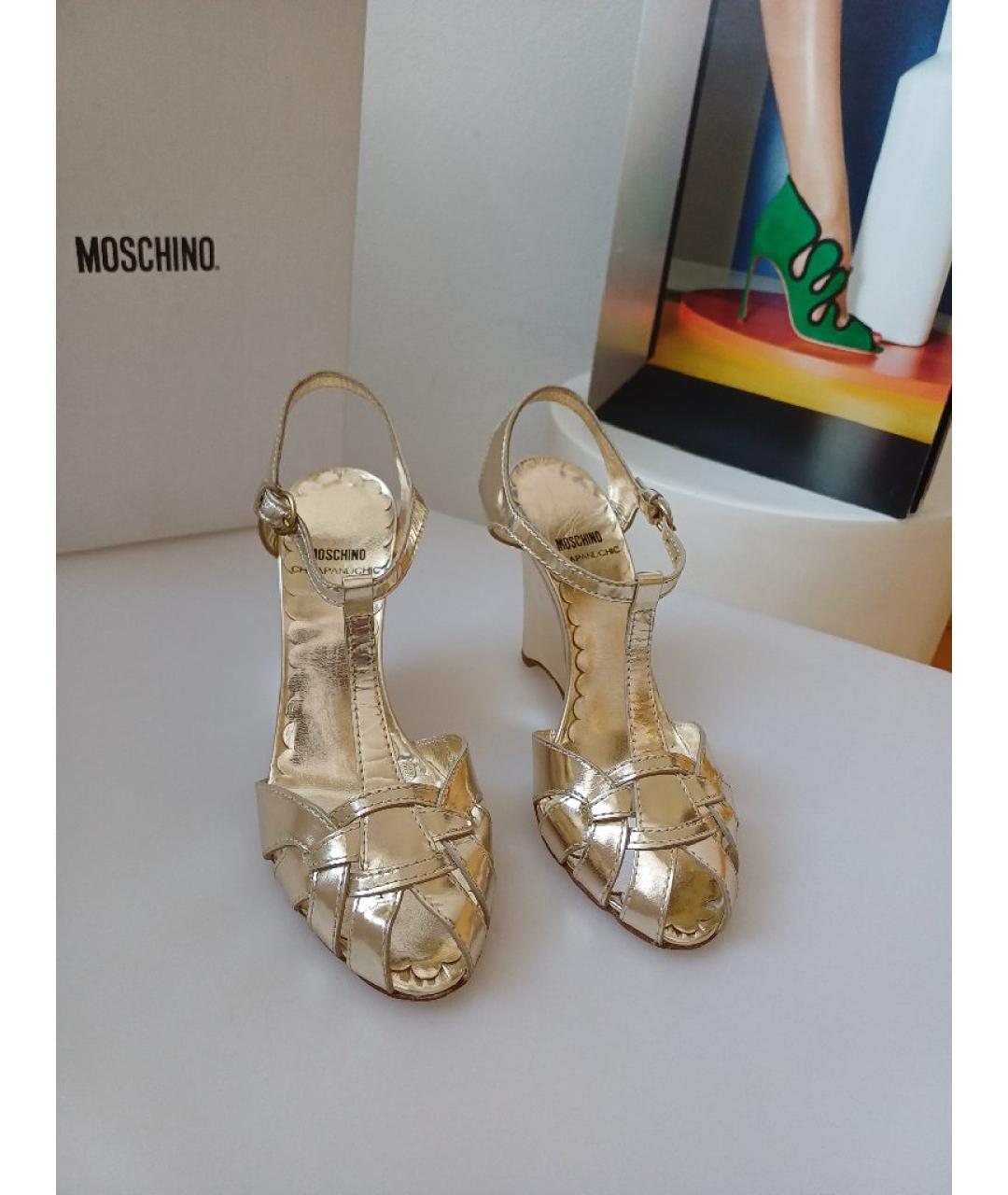 MOSCHINO Золотые кожаные туфли, фото 7