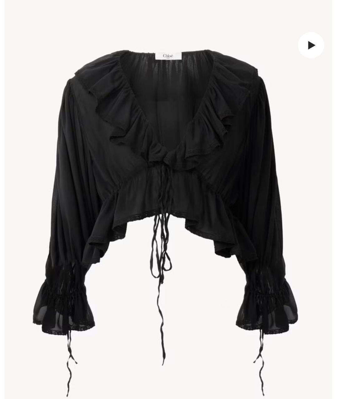 CHLOE Черная шелковая блузы, фото 4