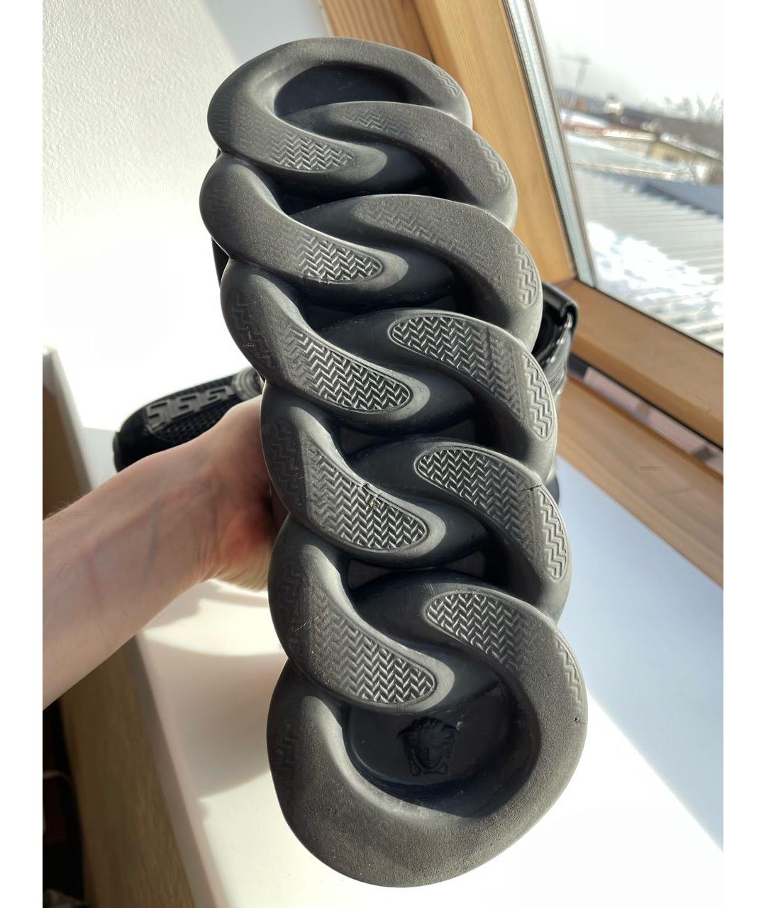 VERSACE Черные текстильные низкие кроссовки / кеды, фото 6