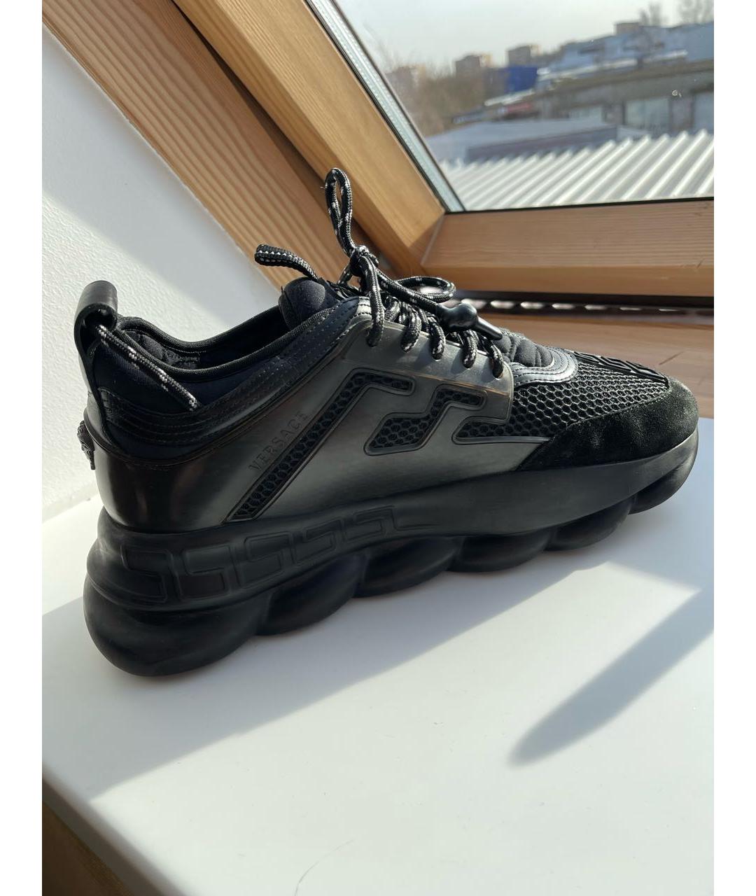 VERSACE Черные текстильные низкие кроссовки / кеды, фото 7