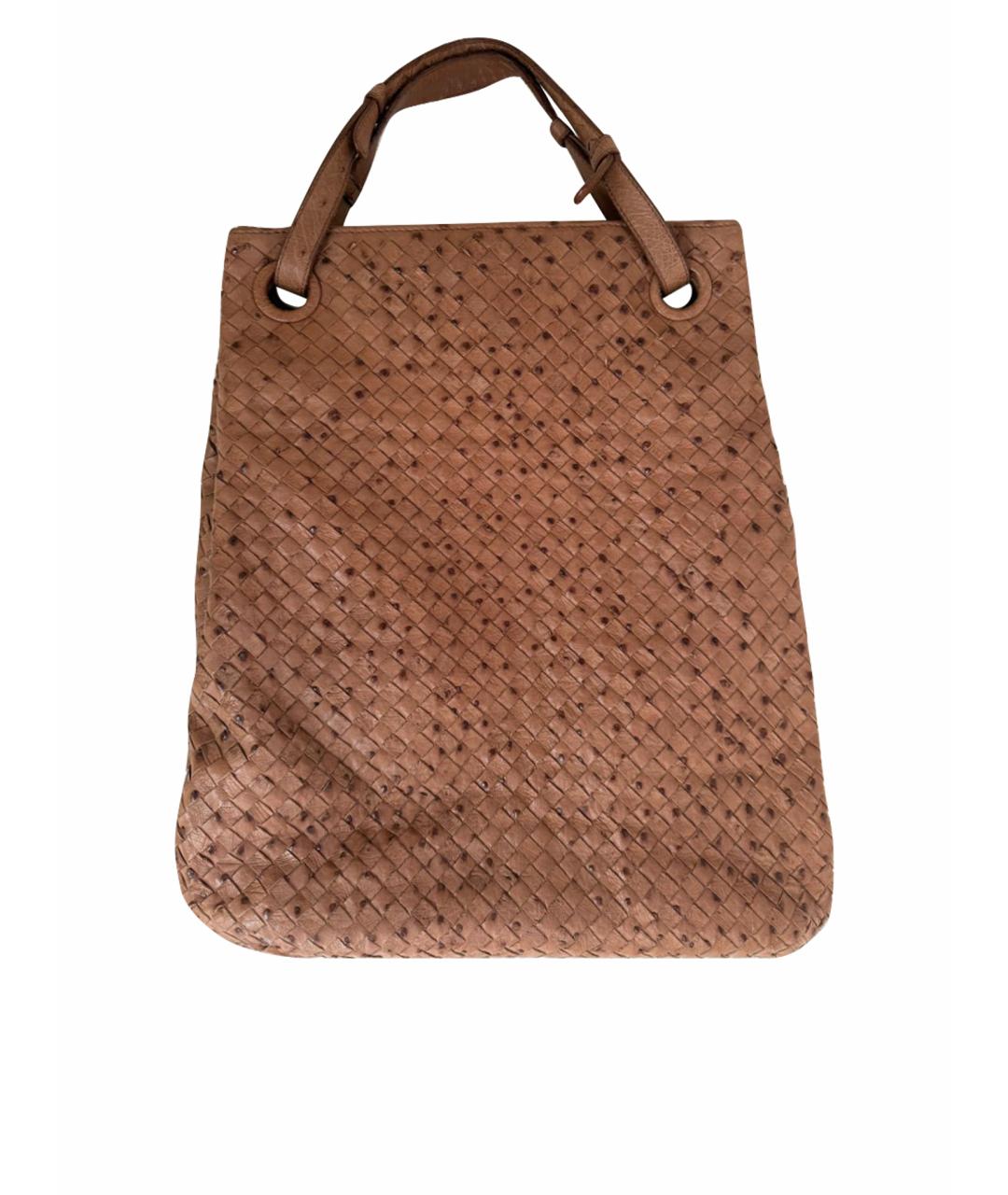 BOTTEGA VENETA Коричневая сумка с короткими ручками из экзотической кожи, фото 1