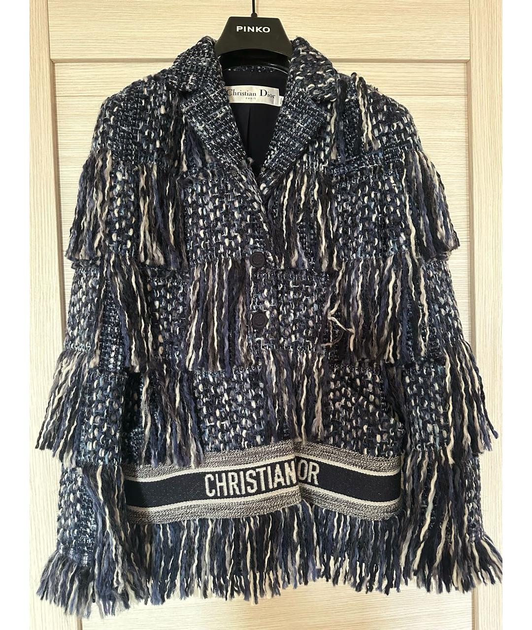 CHRISTIAN DIOR Темно-синее шерстяное пальто, фото 6