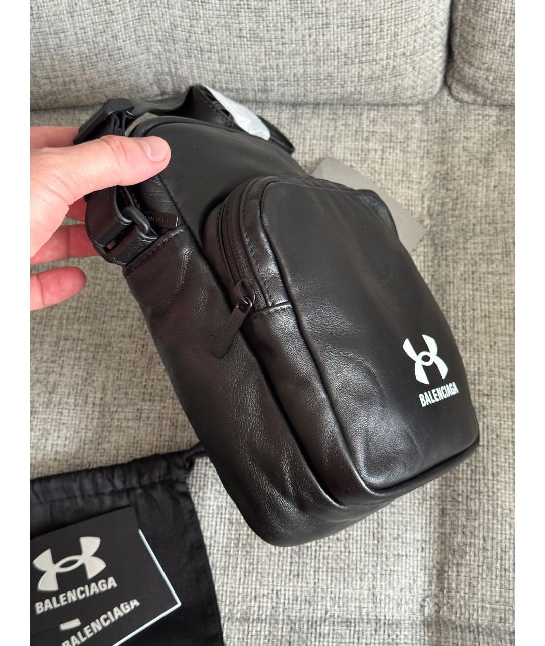 BALENCIAGA Черная кожаная сумка на плечо, фото 4