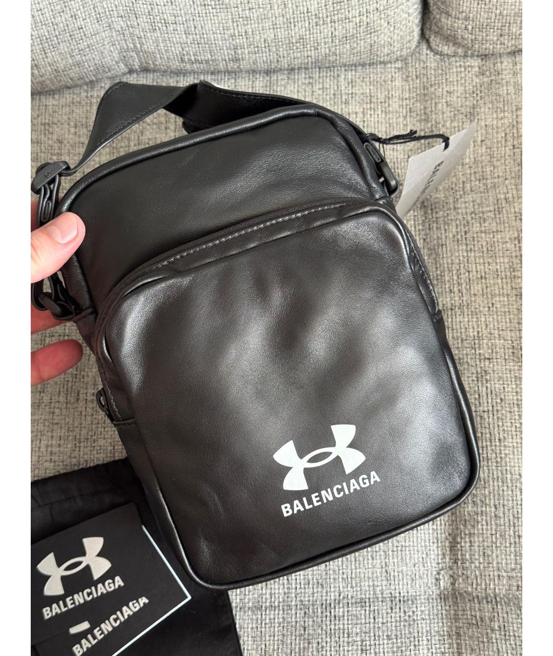 BALENCIAGA Черная кожаная сумка на плечо, фото 3