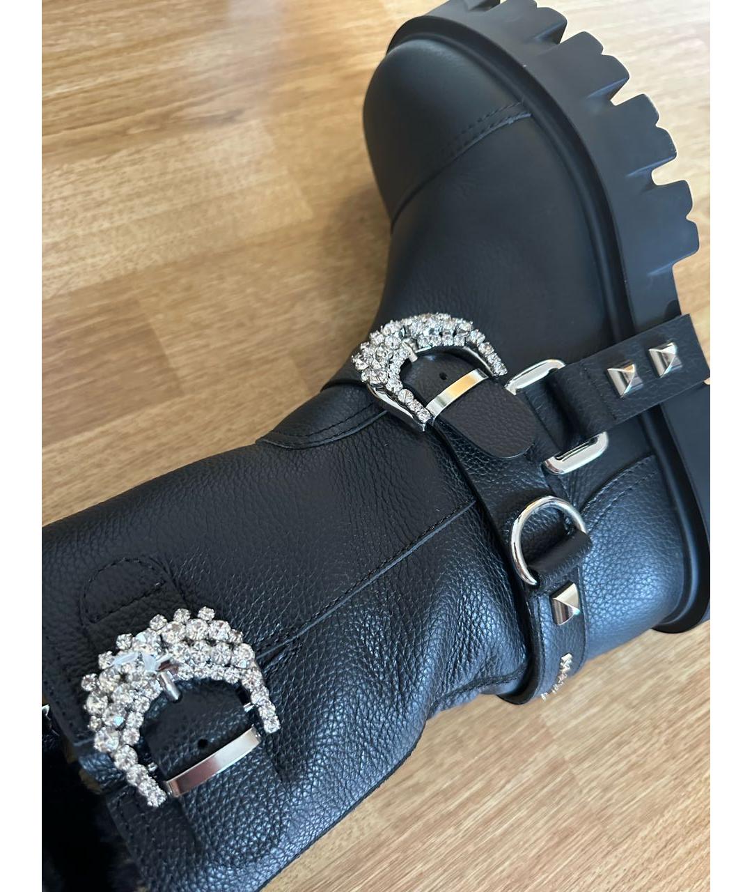 PHILIPP PLEIN Черные кожаные полусапоги, фото 6