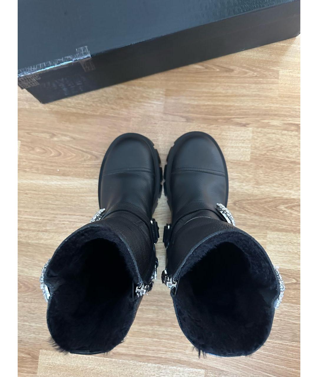 PHILIPP PLEIN Черные кожаные полусапоги, фото 3