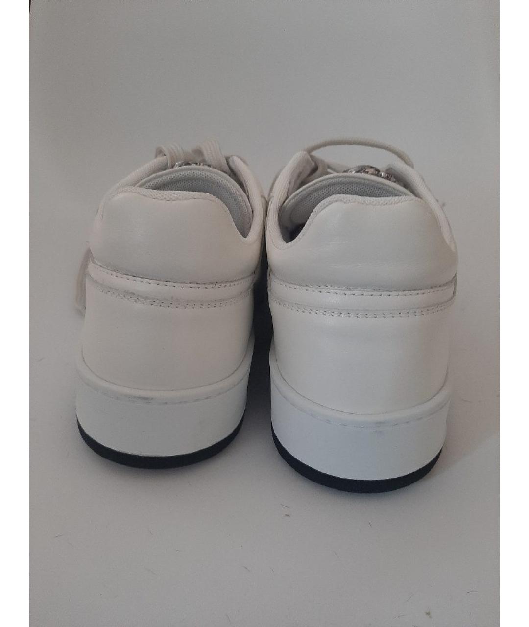 ROBERTO CAVALLI Белые кожаные низкие кроссовки / кеды, фото 4