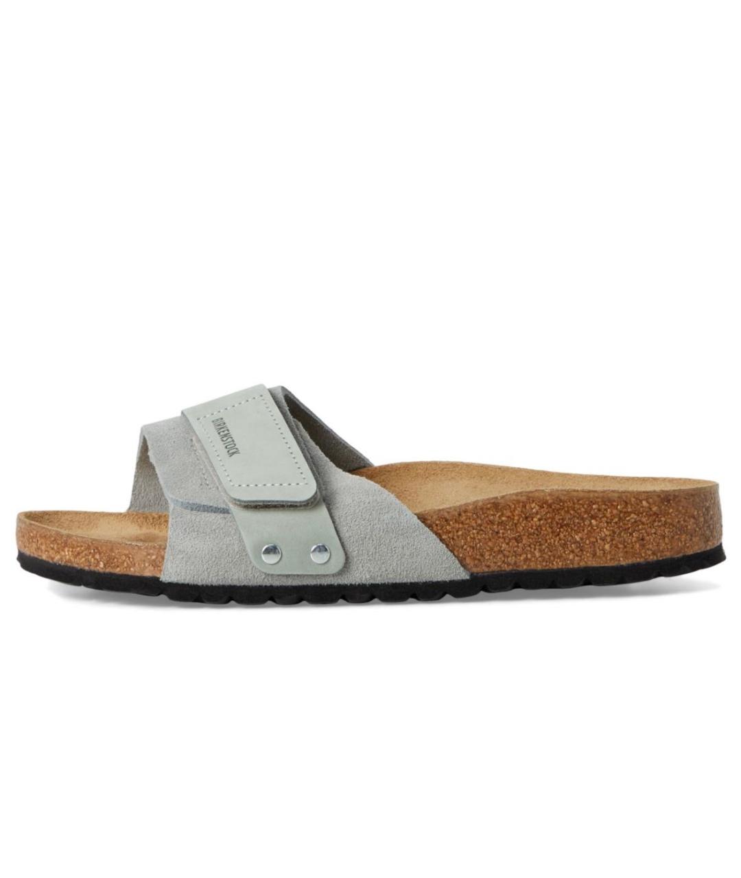 BIRKENSTOCK Салатовые замшевые шлепанцы, фото 9