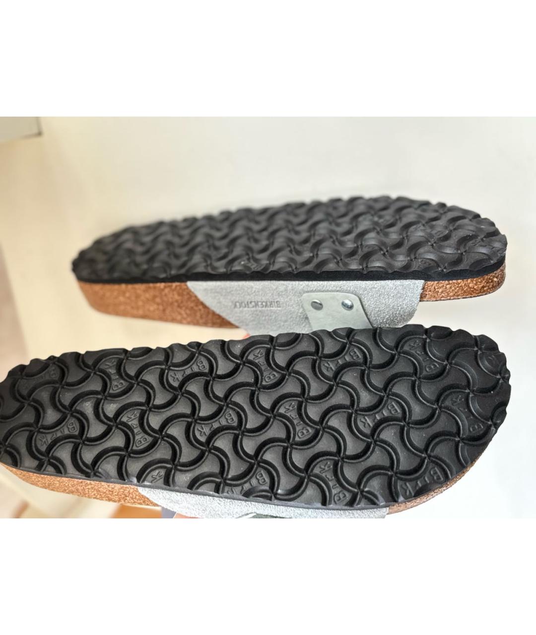 BIRKENSTOCK Салатовые замшевые шлепанцы, фото 5