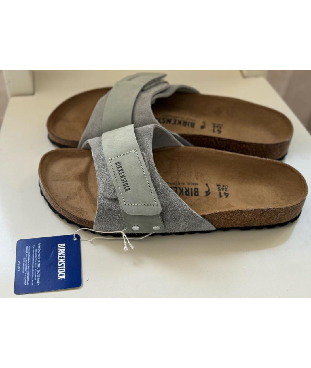 BIRKENSTOCK Салатовые замшевые шлепанцы, фото 8