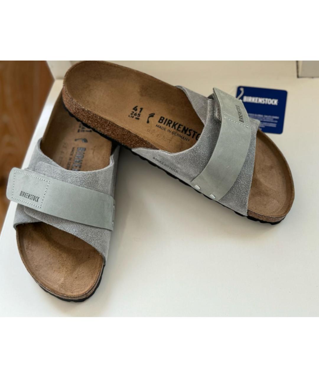 BIRKENSTOCK Салатовые замшевые шлепанцы, фото 7