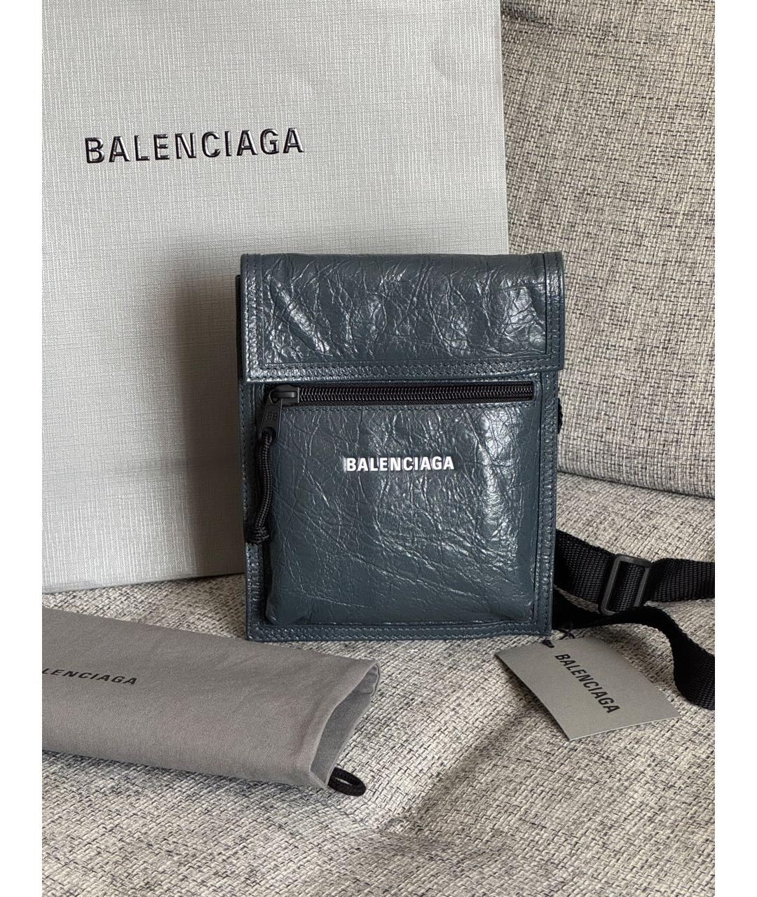 BALENCIAGA Синяя кожаная сумка на плечо, фото 2
