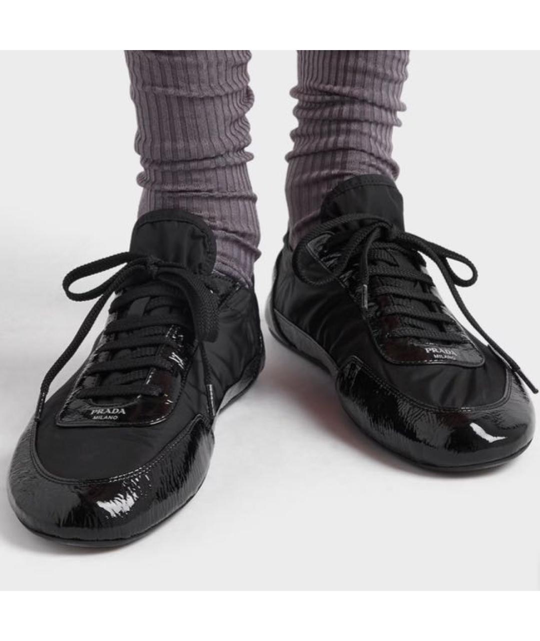 PRADA Черные кожаные кеды, фото 3
