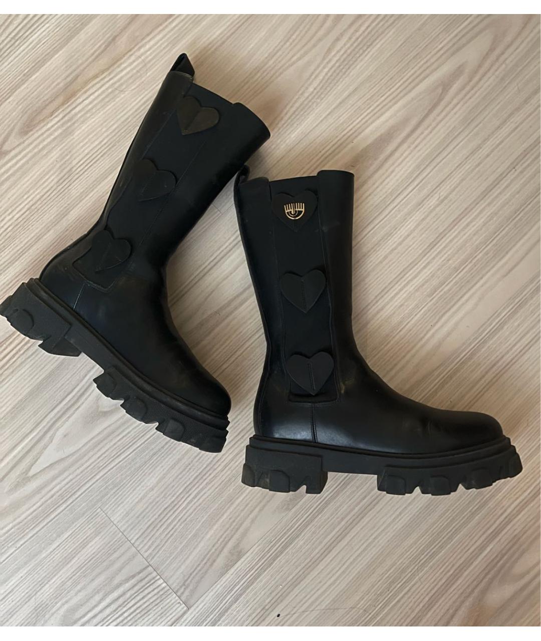 CHIARA FERRAGNI Черные кожаные полусапоги, фото 6