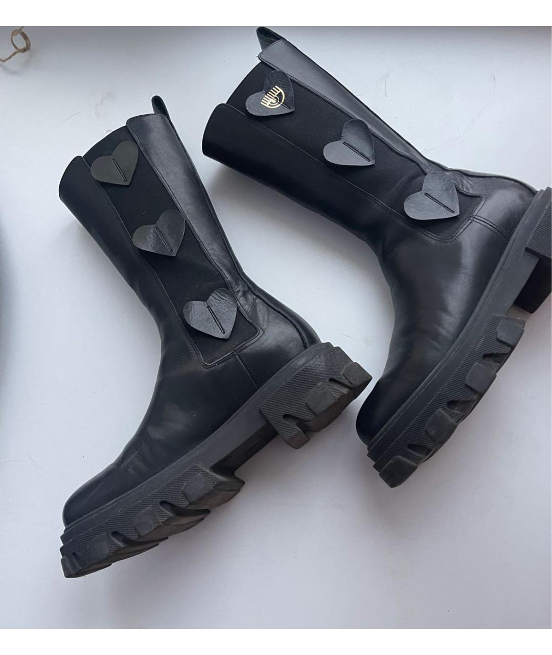 CHIARA FERRAGNI Черные кожаные полусапоги, фото 5