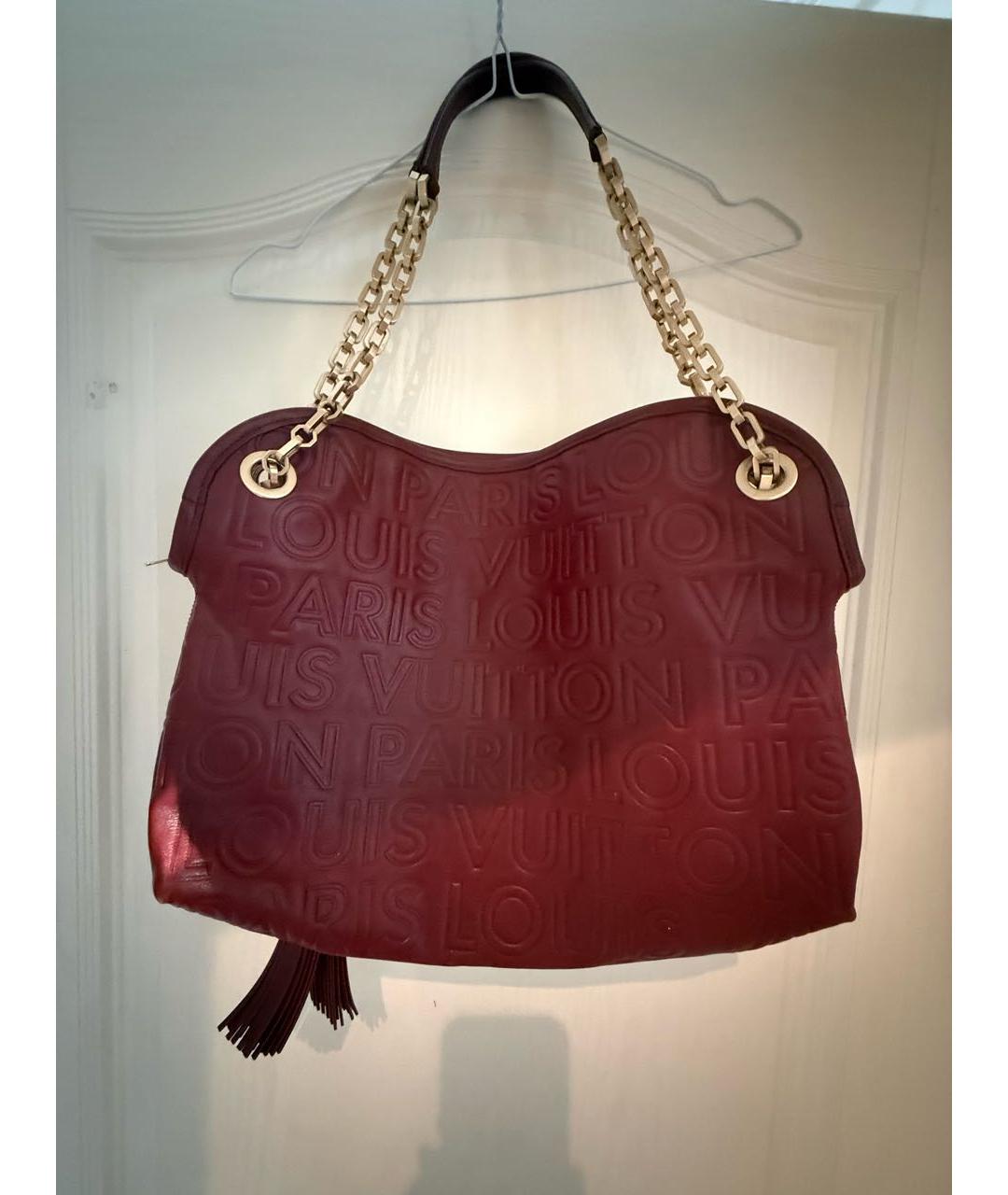 LOUIS VUITTON Бордовая кожаная сумка через плечо, фото 2