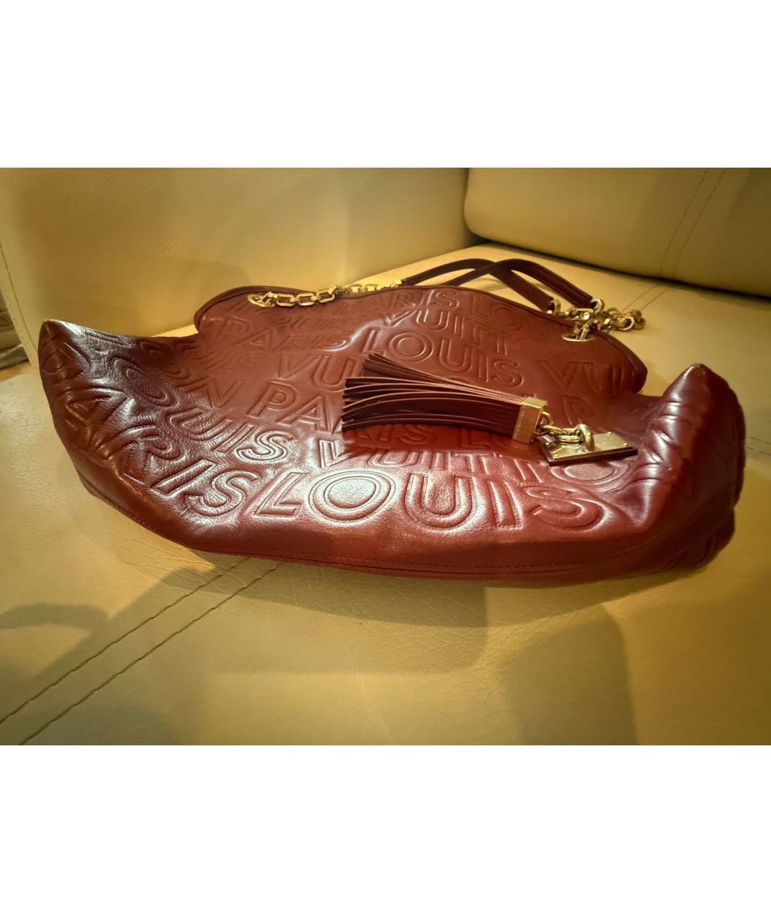 LOUIS VUITTON Бордовая кожаная сумка через плечо, фото 4