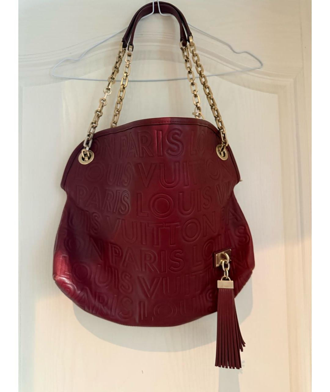 LOUIS VUITTON Бордовая кожаная сумка через плечо, фото 5