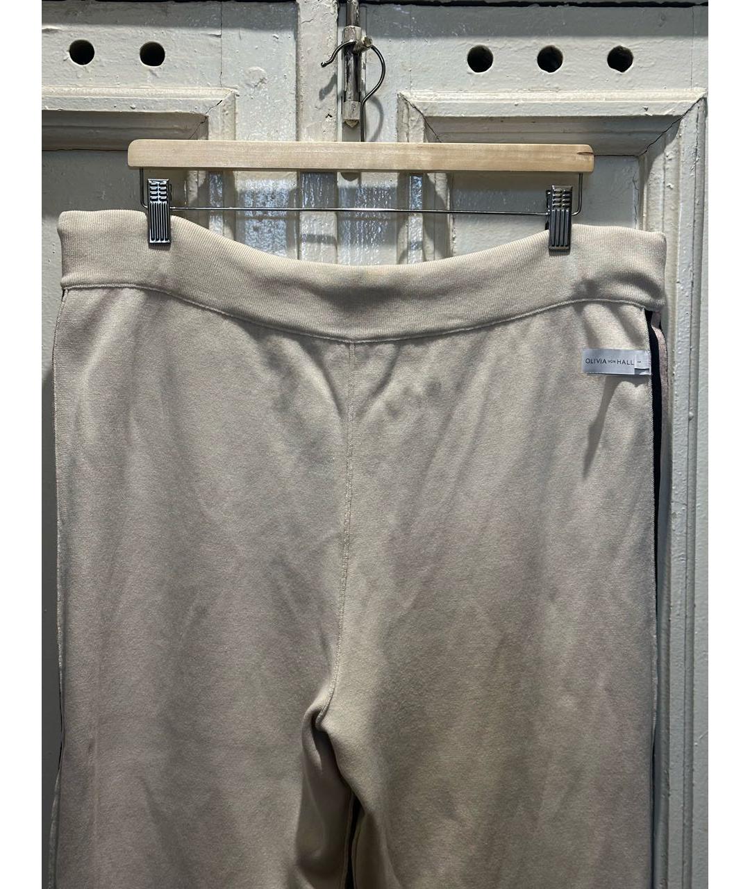 OLIVIA VON HALLE Бежевые шелковые спортивные брюки и шорты, фото 3