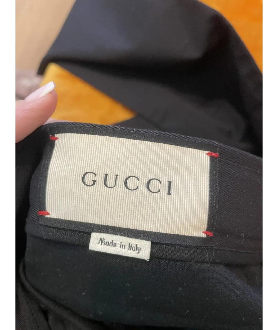 GUCCI Черные хлопковые классические брюки, фото 8