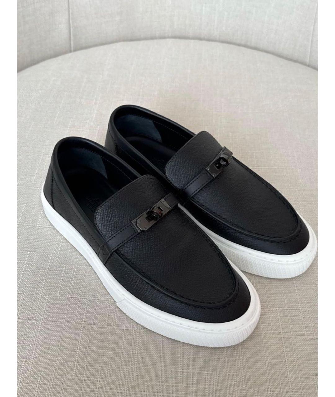 HERMES Черные кожаные лоферы, фото 5