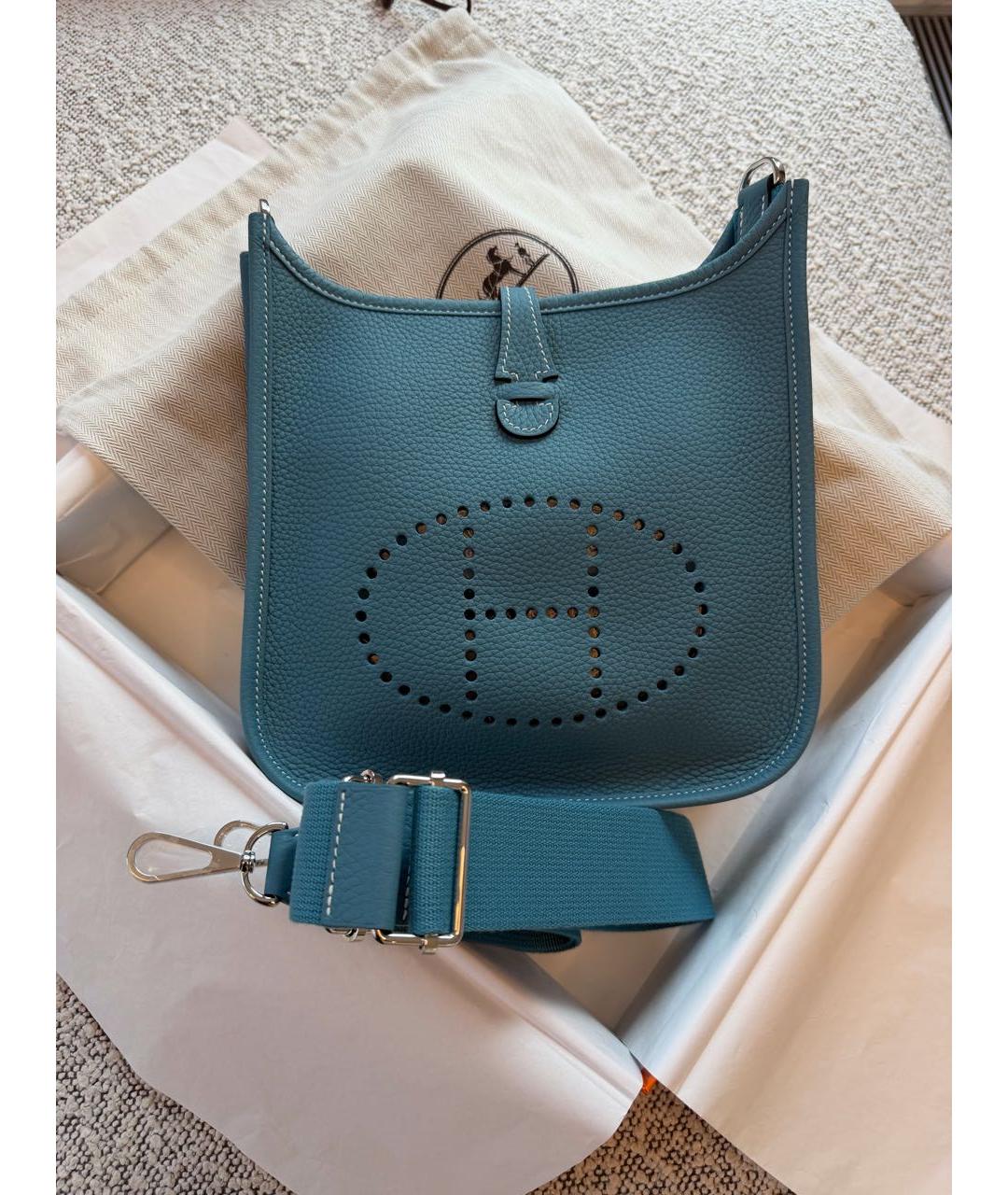 HERMES Бирюзовая кожаная сумка через плечо, фото 2