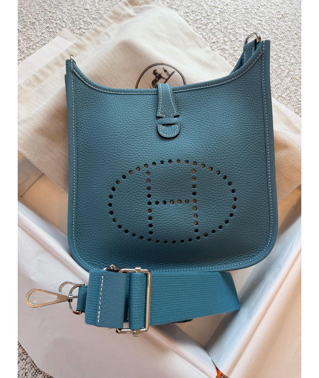 HERMES Бирюзовая кожаная сумка через плечо, фото 5
