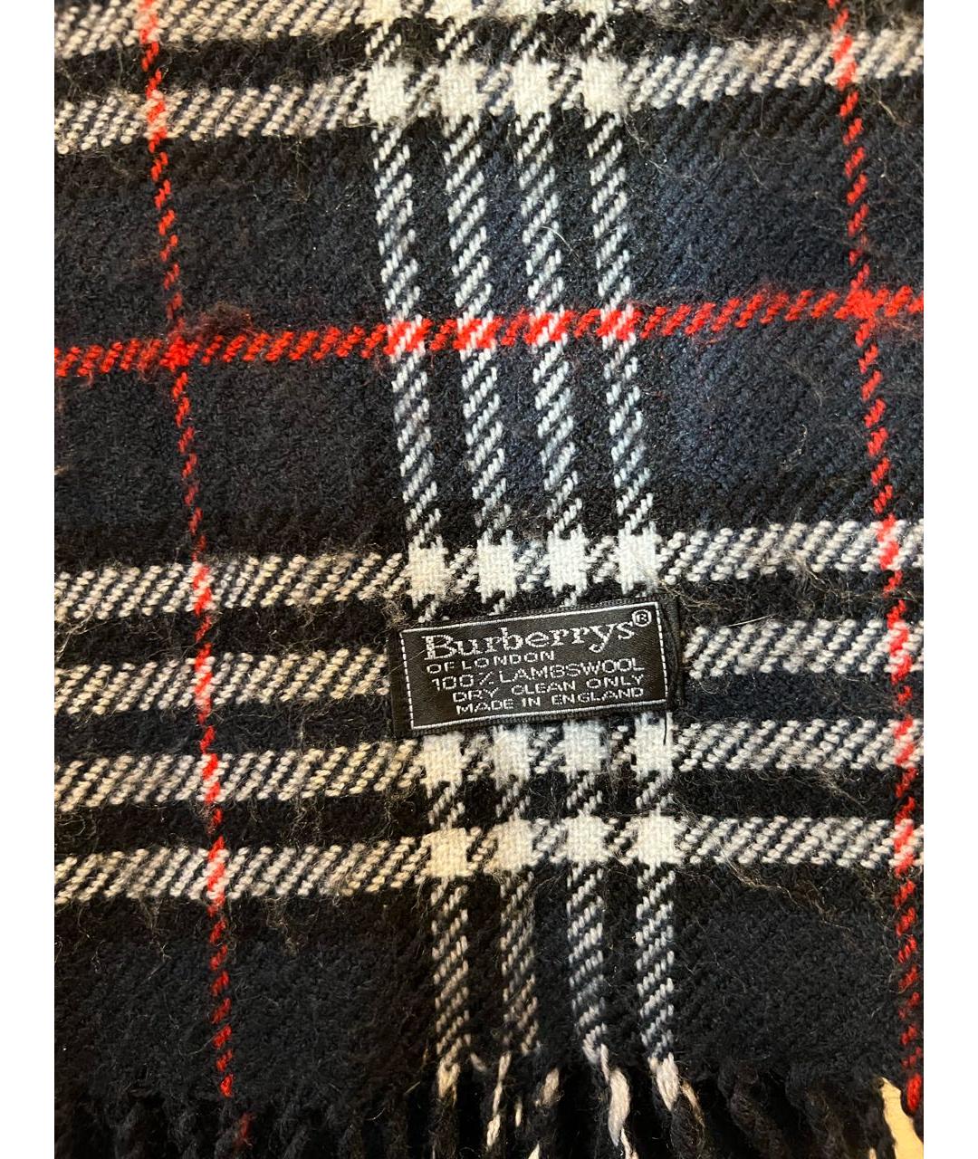 BURBERRY Темно-синий шерстяной шарф, фото 3