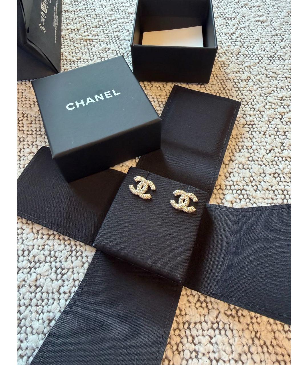 CHANEL Золотые с серебряным покрытием серьги, фото 4