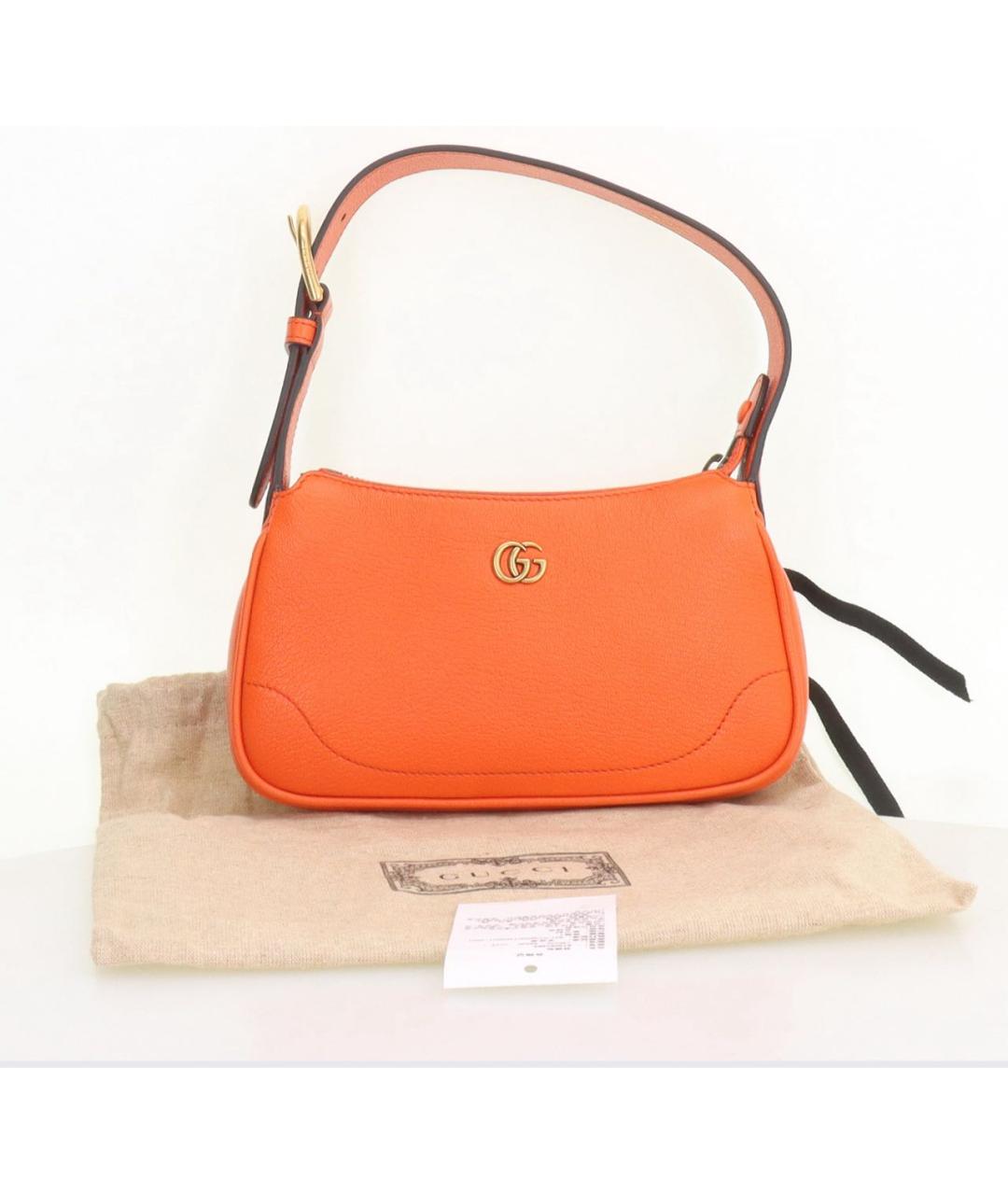 GUCCI Оранжевая кожаная сумка через плечо, фото 5