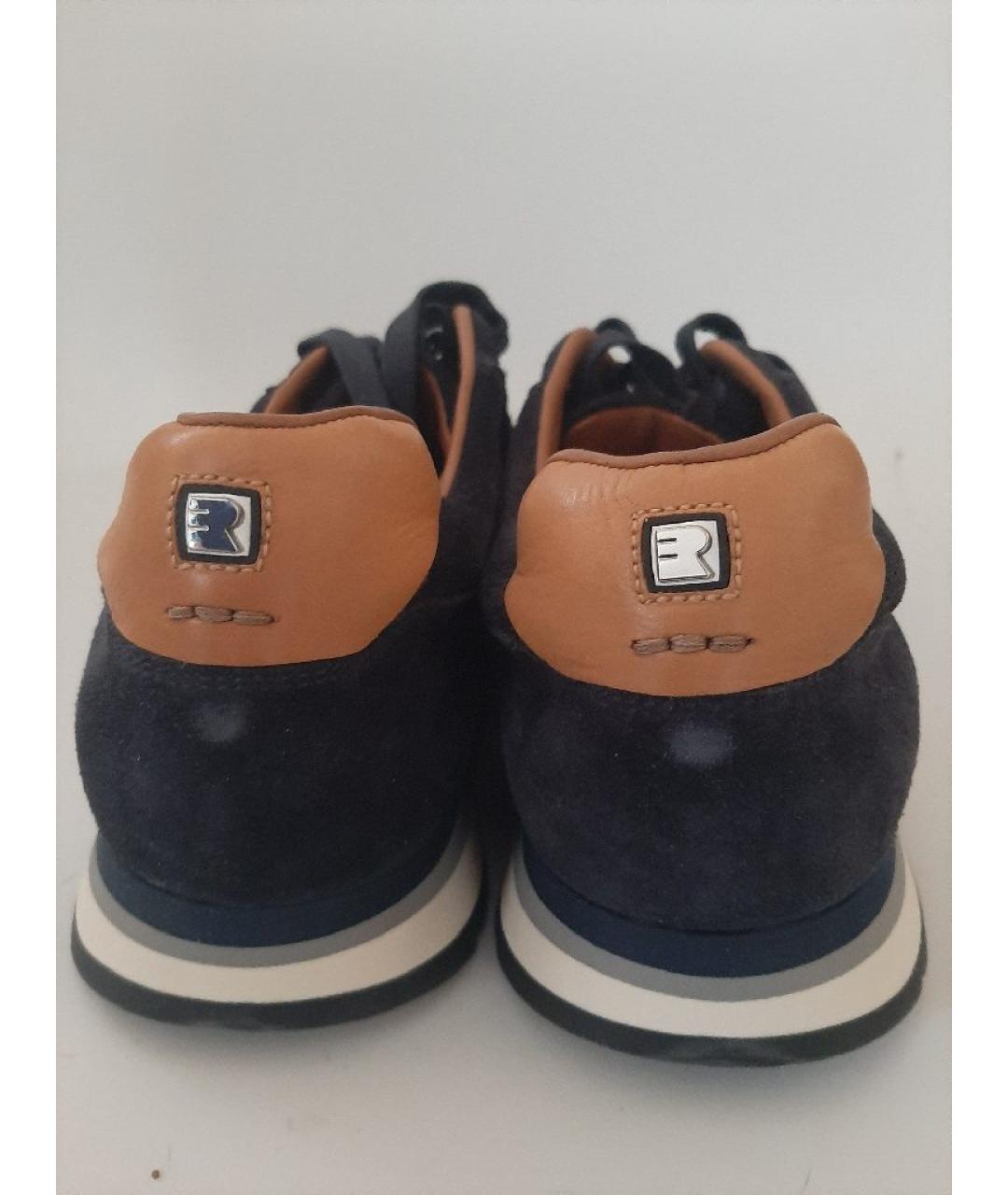 FRATELLI ROSSETTI Темно-синие замшевые низкие кроссовки / кеды, фото 4