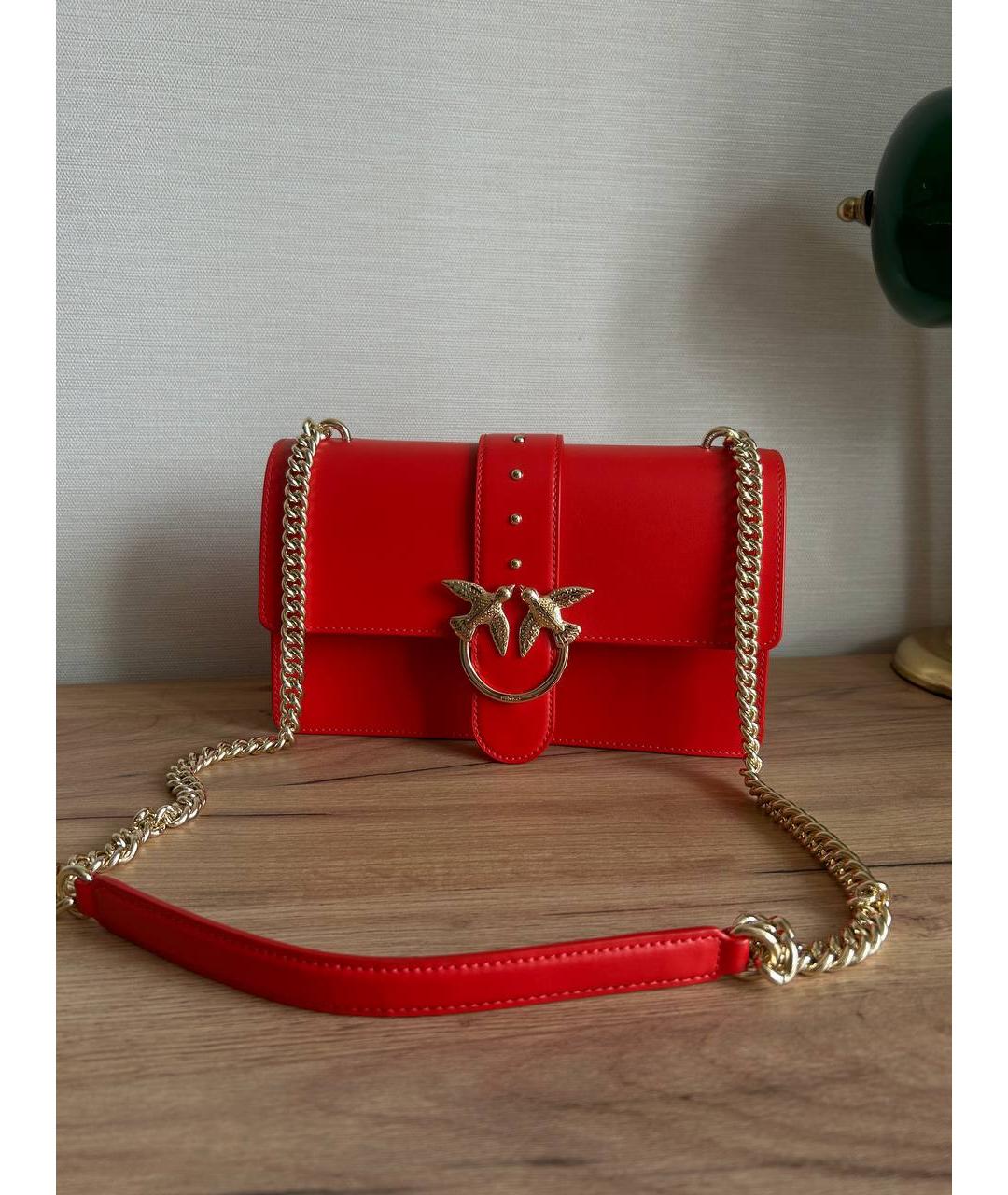 PINKO Красная кожаная сумка через плечо, фото 4
