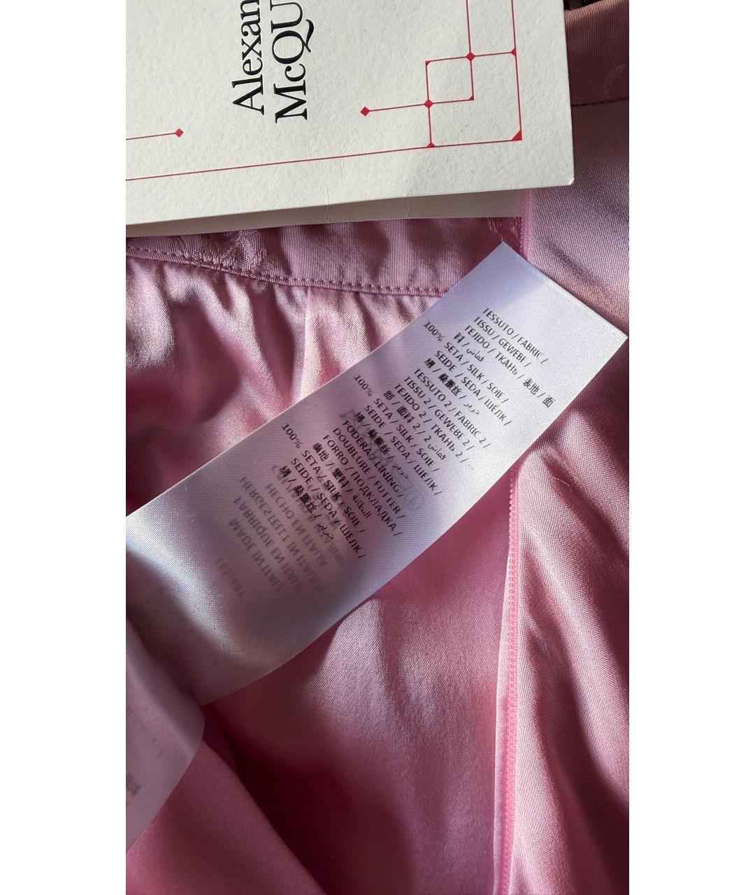 ALEXANDER MCQUEEN Розовая шелковая юбка миди, фото 7