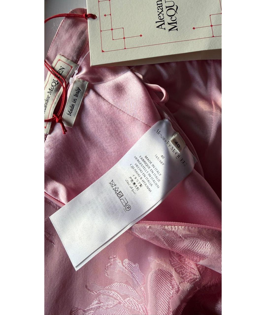 ALEXANDER MCQUEEN Розовая шелковая юбка миди, фото 6